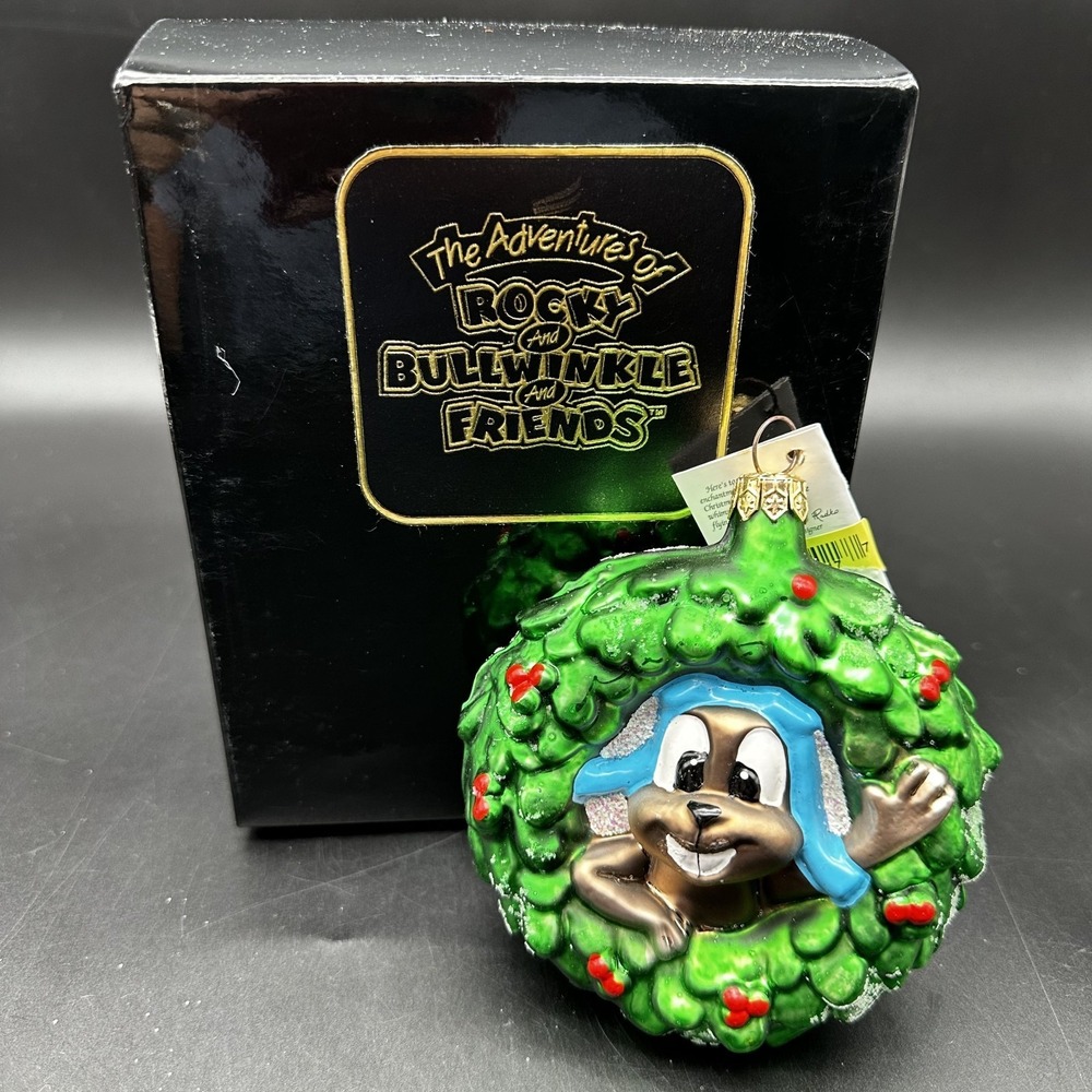 CHRISTOPHER‎ RADKO ROCKY'S WREATH ROCKY BULLWINKLE AND FRIENDS 4" ORNAMENT